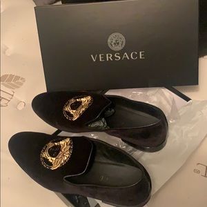 Versace Medusa Head Velvet Loafers